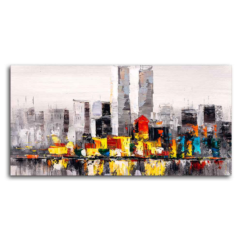 Abstract Wall Painting of A New York City Skyline