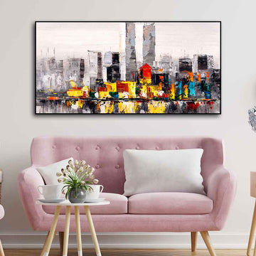 Abstract Wall Painting of A New York City Skyline