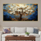 Abstract White Flower Tree Canvas Wall Art Painting for Home Decor