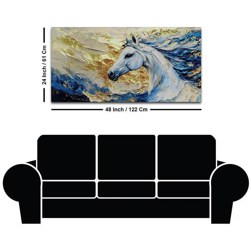 Abstract White Horse Canvas Painting