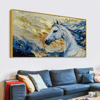 Abstract White Horse Canvas Painting