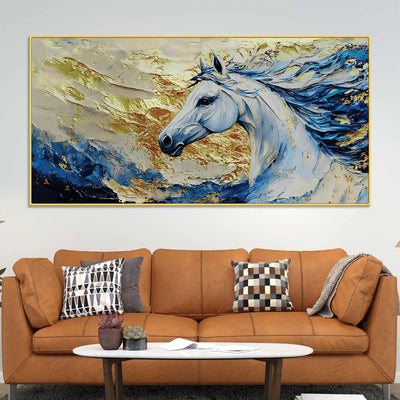 Abstract White Horse Canvas Painting