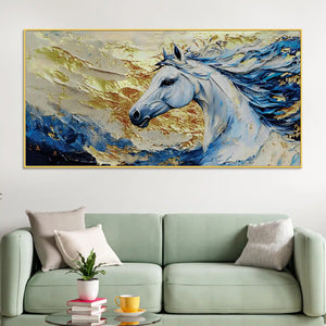 Abstract White Horse Canvas Painting