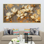 Abstract White Magnolia Floral Canvas Painting for Modern Home Decoration