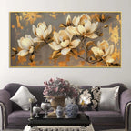 Abstract White Magnolia Floral Canvas Painting for Modern Home Decoration