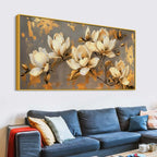 Abstract White Magnolia Floral Canvas Painting for Modern Home Decoration