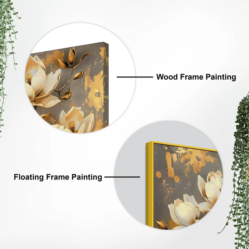 Abstract White Magnolia Floral Canvas Painting for Modern Home Decoration