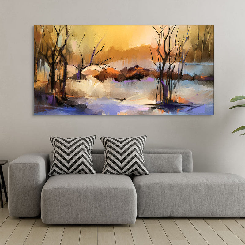 Abstract Winter Forest landscape Canvas Wall Painting