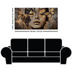 Abstract Woman Face Canvas Wall Painting with Butterflies Luxury Wall Art Home Decor