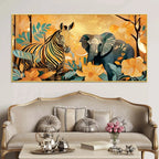Abstract Zebra and Elephant Canvas Wall Painting