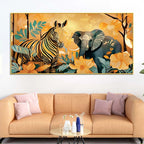 Abstract Zebra and Elephant Canvas Wall Painting