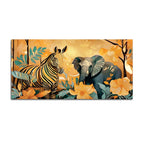Abstract Zebra and Elephant Canvas Wall Painting