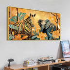 Abstract Zebra and Elephant Canvas Wall Painting