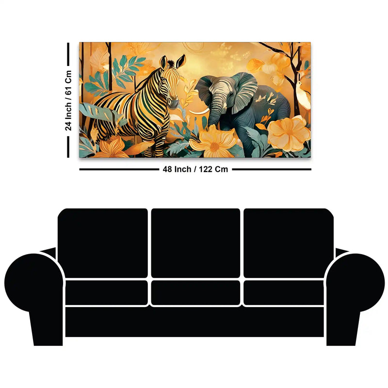Abstract Zebra and Elephant Canvas Wall Painting