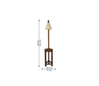 Accent Wooden Floor Lamp with Beige Fabric Lampshade