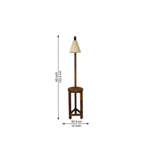 Accent Wooden Floor Lamp with Beige Fabric Lampshade