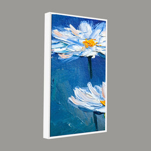 Acrylic Painting of White Flower Premium Canvas Wall Painting