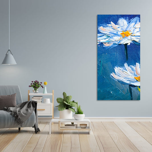 Acrylic Painting of White Flower Premium Canvas Wall Painting