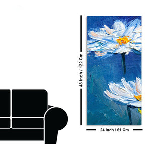 Acrylic Painting of White Flower Premium Canvas Wall Painting