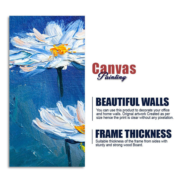Acrylic Painting of White Flower Premium Canvas Wall Painting
