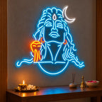 Adiyogi Lord Shiva Neon Wall Light for Home, Mandir & Shop Decor