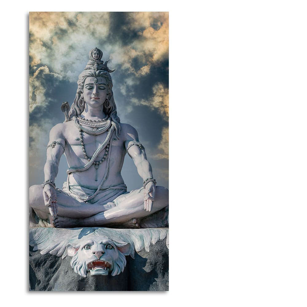 Adiyogi Shiva Meditating Premium Canvas Wall Painting