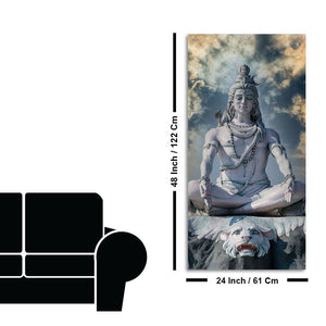 Adiyogi Shiva Meditating Premium Canvas Wall Painting