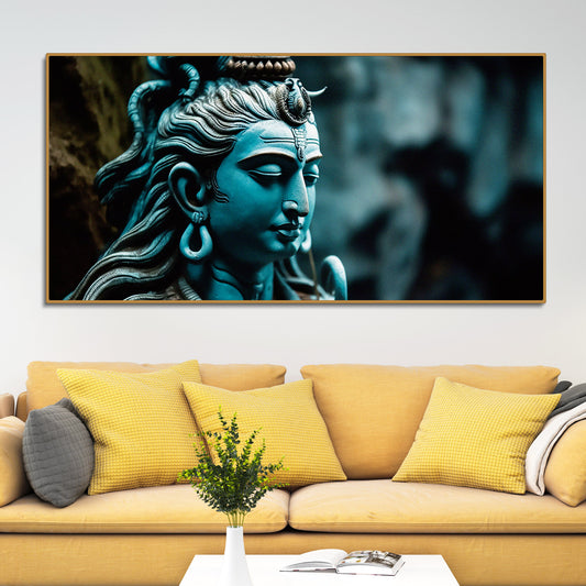 Adiyogi Shiva Statue Premium Canvas Wall Painting