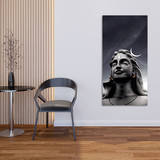 Adiyogi Shiva with Moon on the Head Canvas Wall Painting