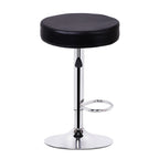 Adjustable Swivel Bar Stool with Black Faux Leather Seat