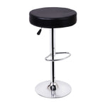 Adjustable Swivel Bar Stool with Black Faux Leather Seat