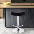 Adjustable Swivel Bar Stool with Black Faux Leather Seat