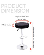 Adjustable Swivel Bar Stool with Black Faux Leather Seat