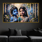 Adorable Krishna Radha Divine Crystal Glass Painting for Wall Decoration