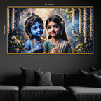 Adorable Krishna Radha Divine Crystal Glass Painting for Wall Decoration