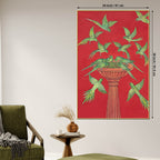 Adorable Parrots Eating Green Chillies Together Nature Inspired Canvas Wall Painting
