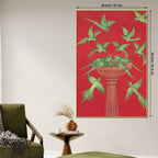 Adorable Parrots Eating Green Chillies Together Nature Inspired Canvas Wall Painting