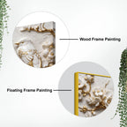 Adorable White Love Birds on Golden Blossom Branch 3D Canvas Wall Painting