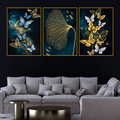 aesthetic-blue-gold-butterfly-floating-frame-crystal-wall-painting-set-of-3