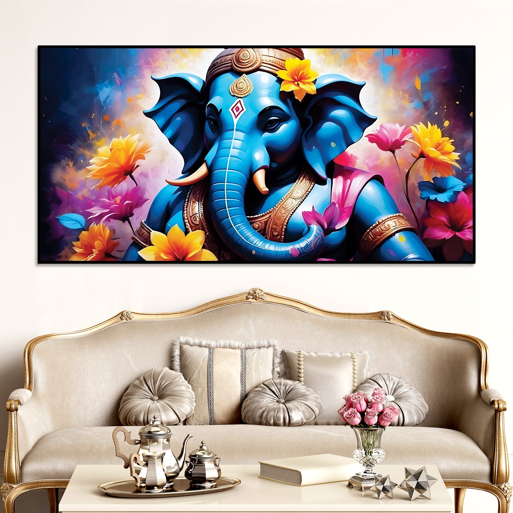 aesthetic-blue-lord-ganesha-with-floral-accents-canvas-wall-painting