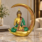 Aesthetic Golden Buddha Figurine Showpiece for Tabletop & Shelf Decoration