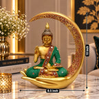 Aesthetic Golden Buddha Figurine Showpiece for Tabletop & Shelf Decoration