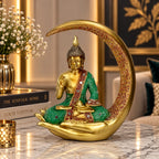 Aesthetic Golden Buddha Figurine Showpiece for Tabletop & Shelf Decoration