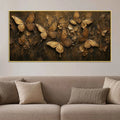 Aesthetic Golden Butterflies & Flowers Metallic Look 3D Canvas Wall Painting