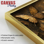 Aesthetic Golden Butterflies & Flowers Metallic Look 3D Canvas Wall Painting