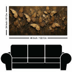 Aesthetic Golden Butterflies & Flowers Metallic Look 3D Canvas Wall Painting