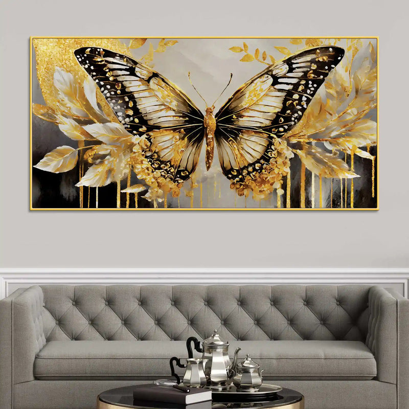 Aesthetic Golden Butterfly Luxury Abstract Wall Painting
