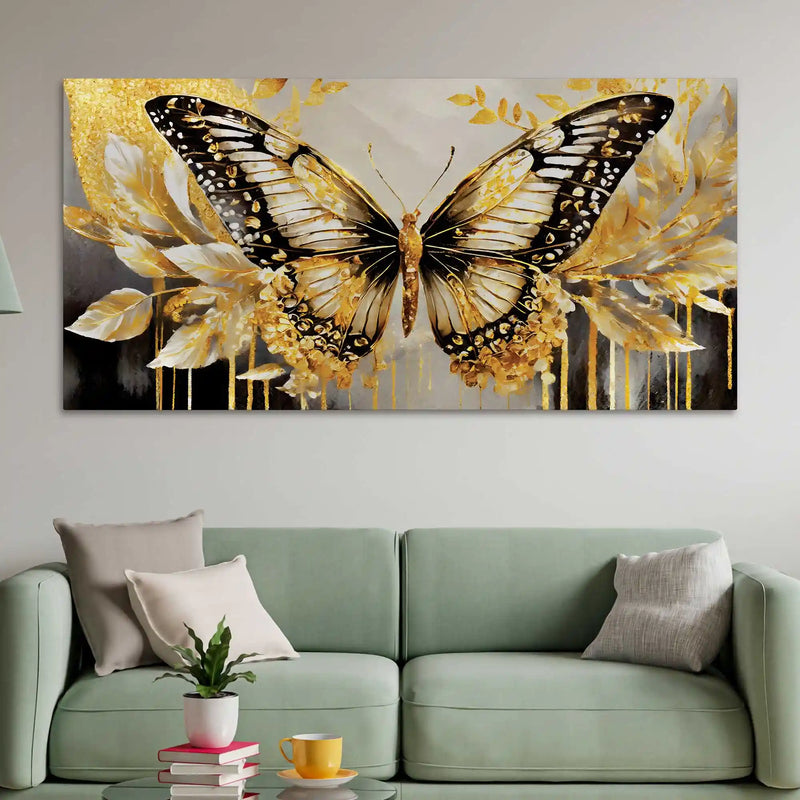 Aesthetic Golden Butterfly Luxury Abstract Wall Painting