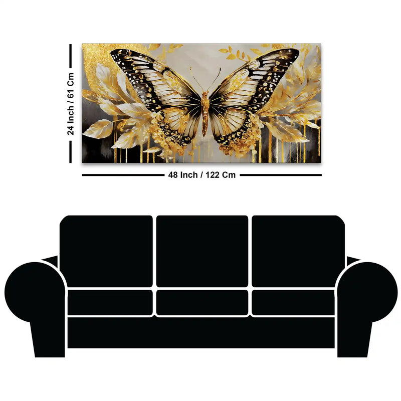 Aesthetic Golden Butterfly Luxury Abstract Wall Painting