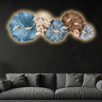 Aesthetic Golden Koi Lily Pads Crystal Glass Backlit LED Painting